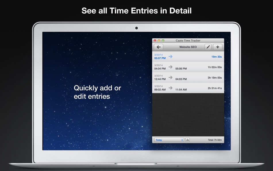 #3. Caato: Time Tracker & Work Log (macOS) Podle: CS Software Consultancy Ltd