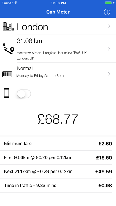 Taxi Meter UK - Cab Fares Screenshot