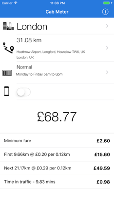 Taxi Meter UK - Cab Fares screenshot 1