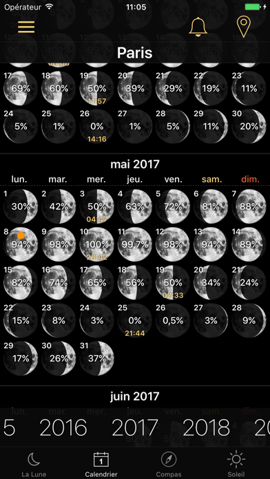 Screenshot #1 pour Phases de la lune + calendrier