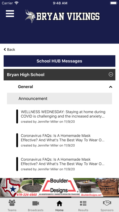 Bryan ISD Athletics Screenshot