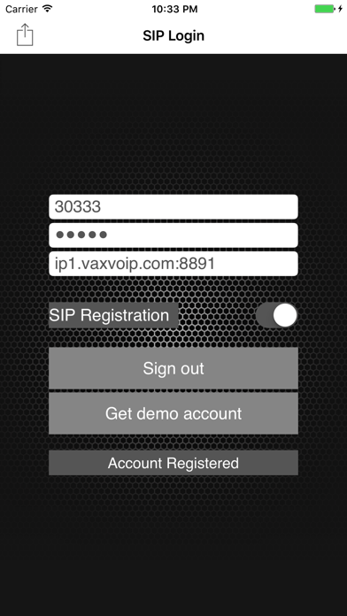 VaxPhone - SIP based softphone Screenshot