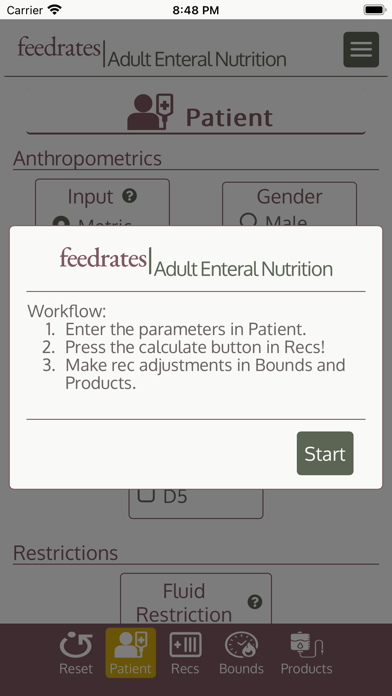 FeedRates - Adult Tube Feeding Screenshot