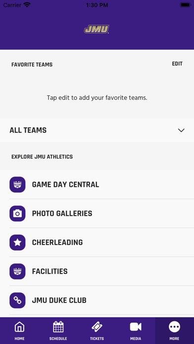 JMU Athletics Screenshot