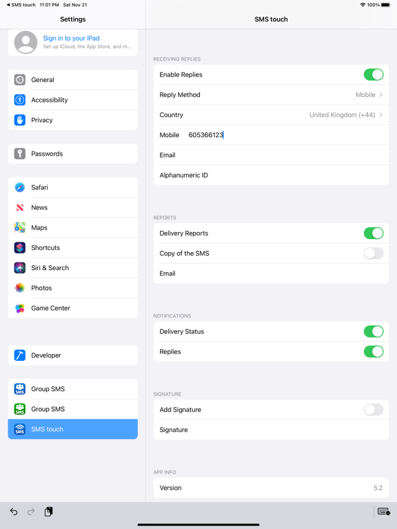 SMS touch iPad app afbeelding 5