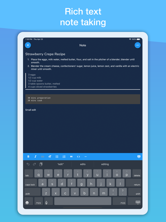 HibiDo: Todo, Calendar & Notes iPad screenshot 4 - Productivity app