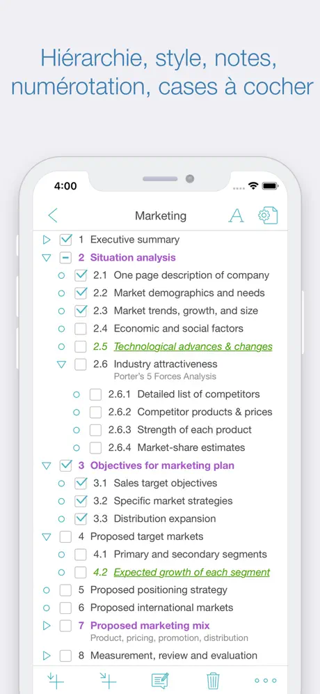 Cloud Outliner - Nested Lists