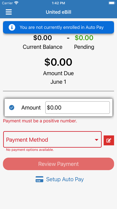 United eBill Screenshot