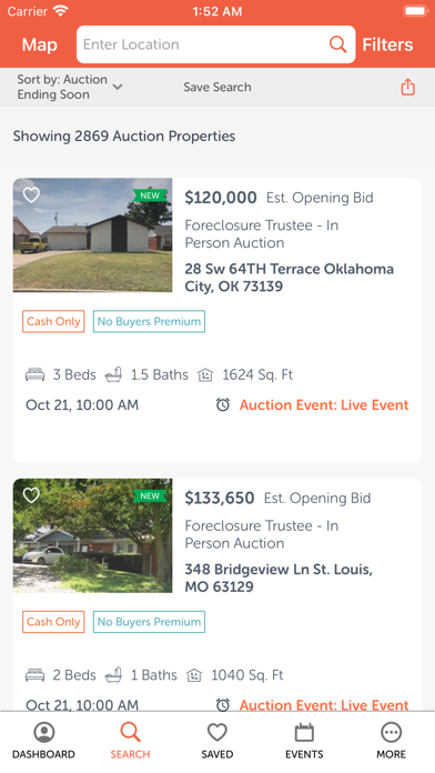 Xome Auctions Screenshot