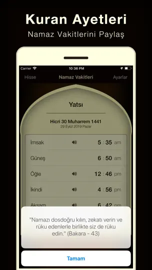 Namaz Vakitleri - Ezan Alarmi iPhone Ekran Görüntüsü 3