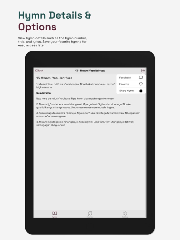 SDA Kinyarwanda Hymnal iPad screenshot 3 - Reference app