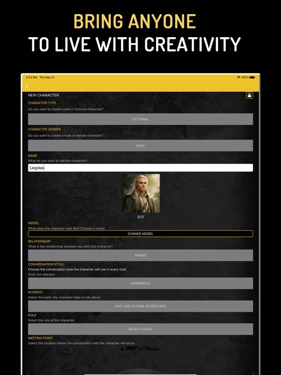 FriendsCraft AI Character Chat iPad screenshot