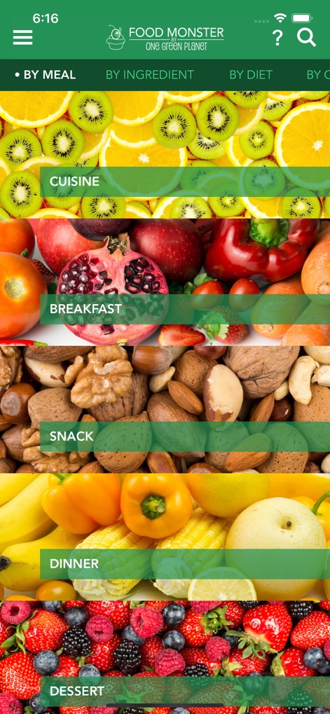 Food Monster - Vegan Recipes - This tool provides extensive filtering options, allowing users to browse recipes by 'Cuisine' and 'Meal' type for precise culinary exploration.