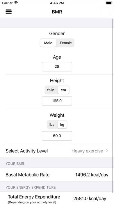 Screenshot #3 pour BMI et BMR calculatrice