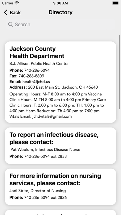 Jackson County Health Dept Screenshot