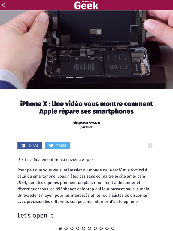 Journal du Geek iPad screenshot 2 - News app