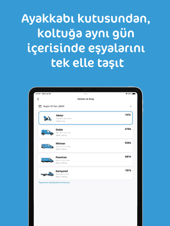 Taşımacım - Hızlı Teslimat iPad screenshot 1 - Business app