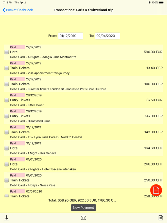 Pocket CashBook iPad screenshot 7 - Finance app