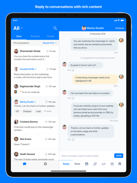 Gist Live Chat iPad screenshot 3 - Business app