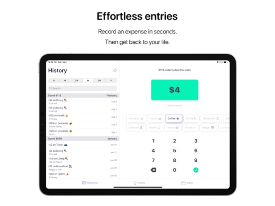 Nudget: Spending Tracker iPad app afbeelding 1