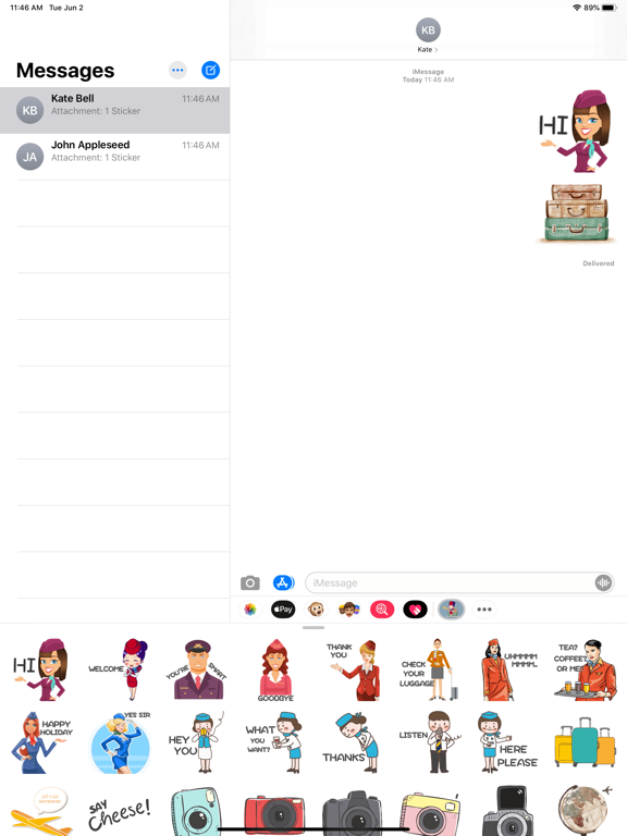 Cabin Crew Emoji Stickersのおすすめ画像1