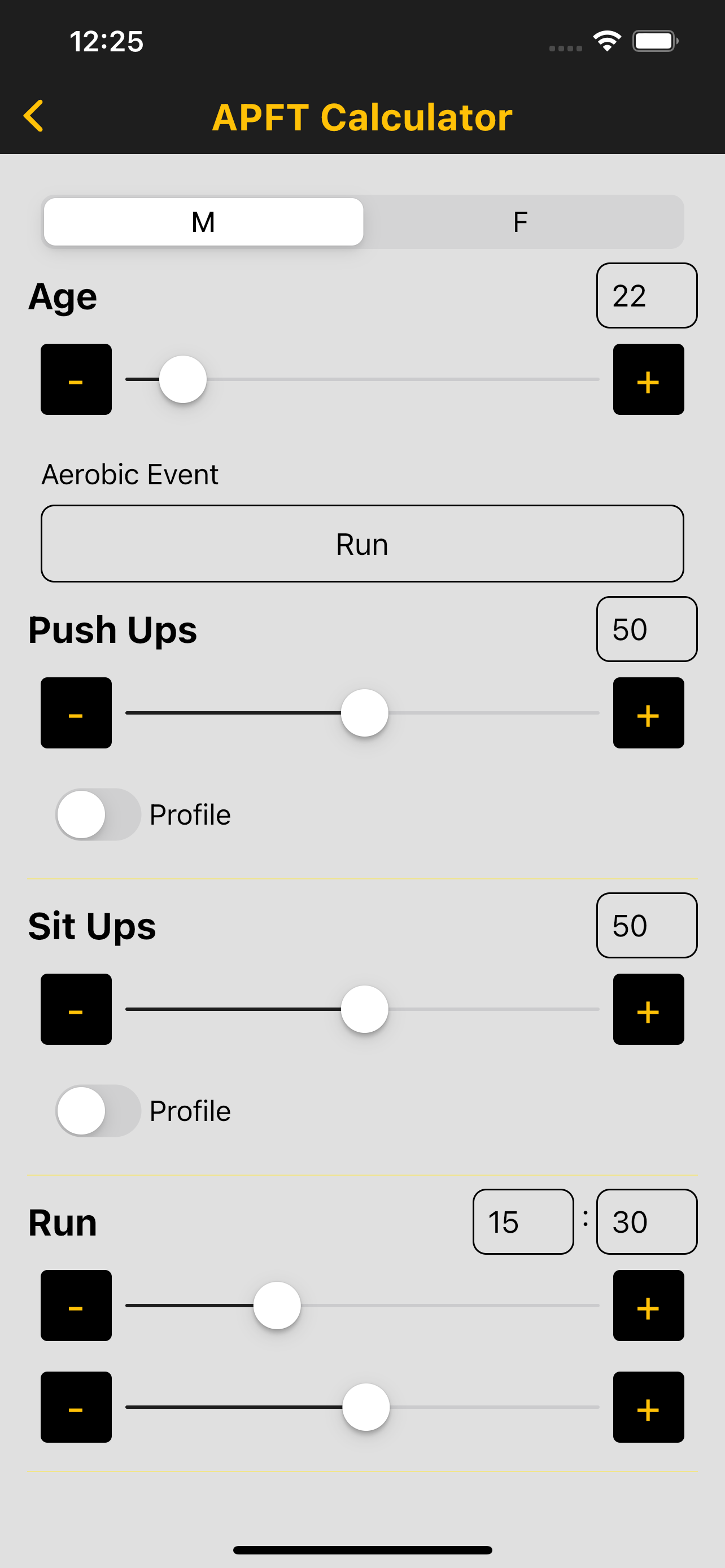 Army Fitness Calculator