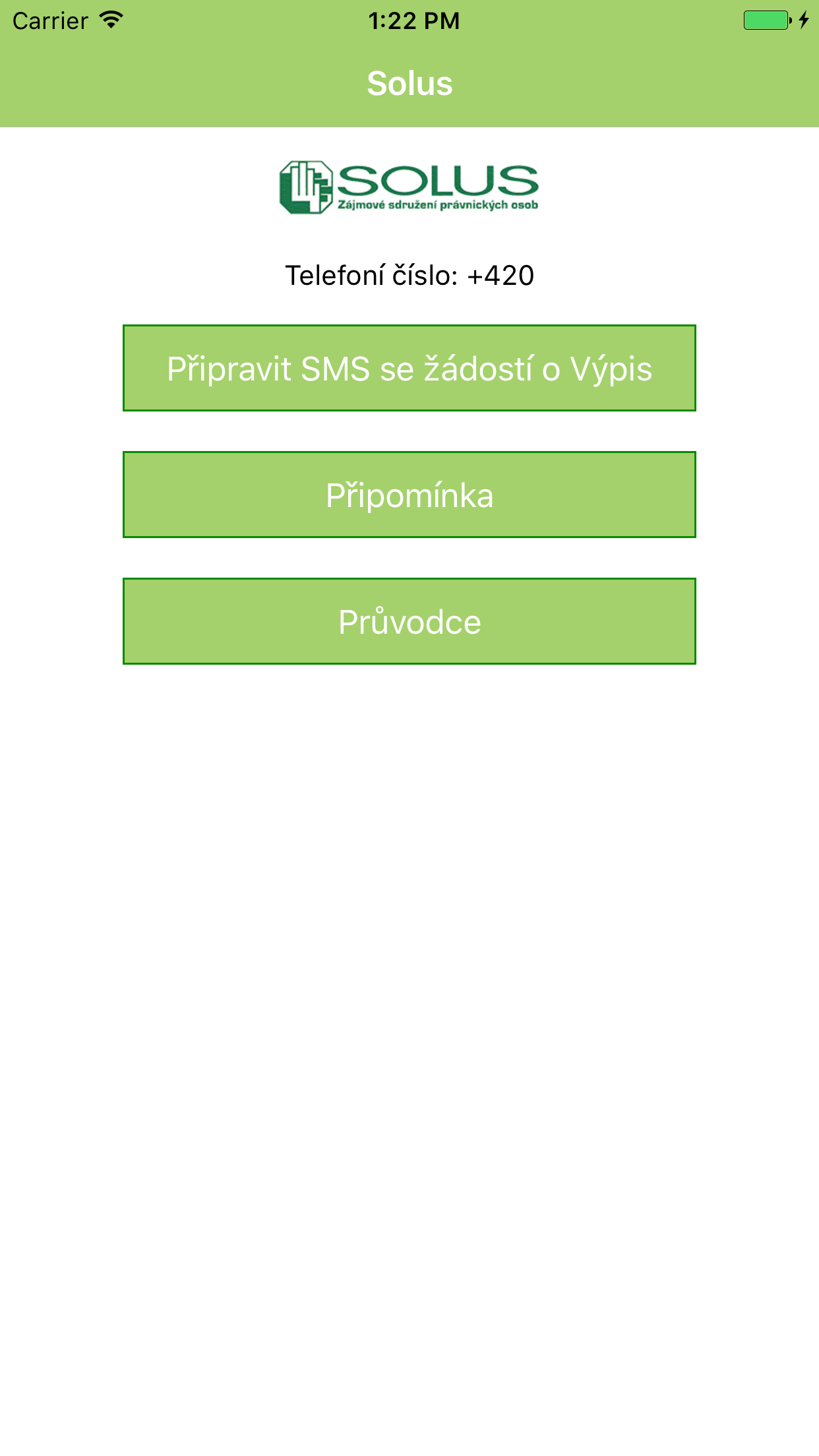 SOLUS – SMS výpis
