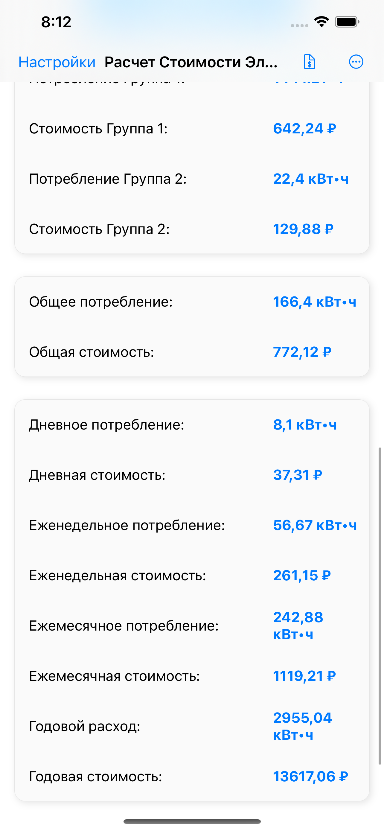 стоимости электроэнергии
