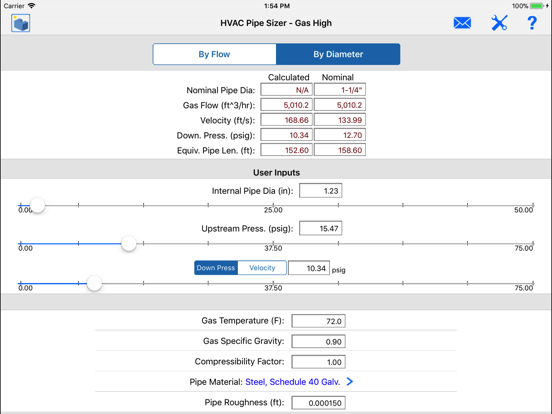 Screenshot #5 for HVAC Pipe Sizer - Gas High