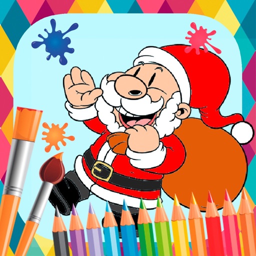 Christmas paint coloring book icon