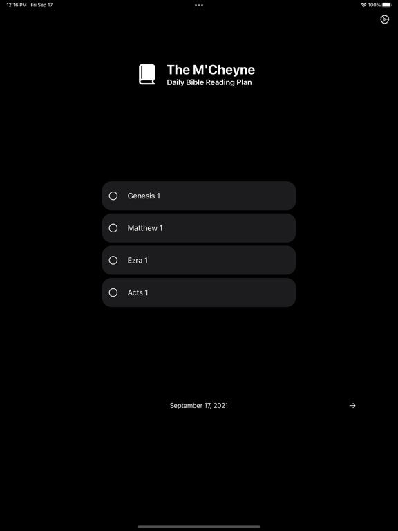 The M'Cheyne Plan iPad screenshot 1 - Reference app
