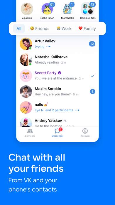 Screenshot #1 pour VK Messenger: Live chat, calls