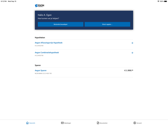 Mijn Aegon iPad app afbeelding 1