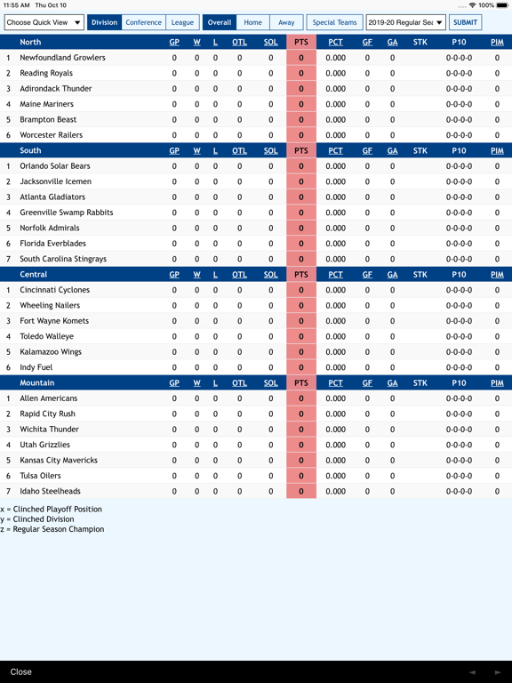 ECHL iPad screenshot