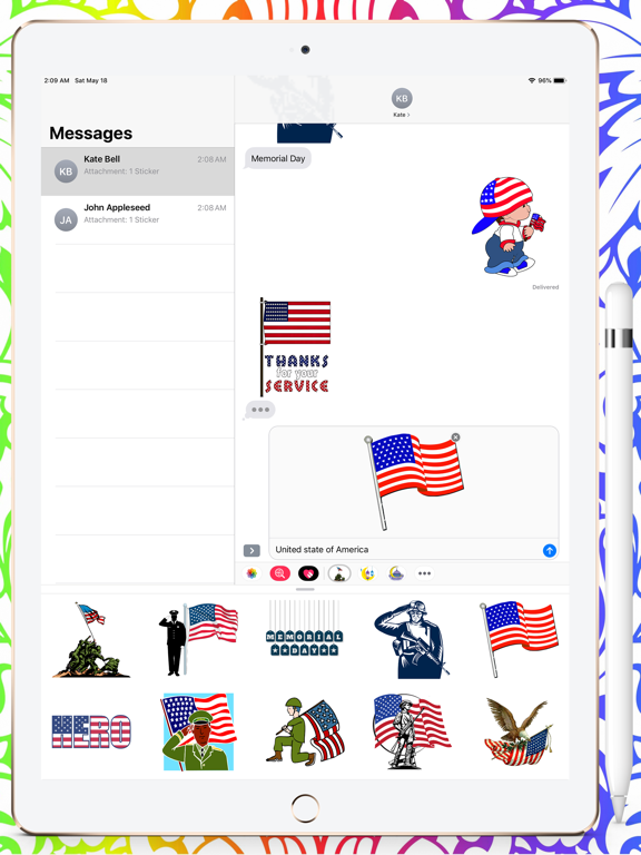 Memorial Day HD Stickers iPad screenshot 5 - Stickers app