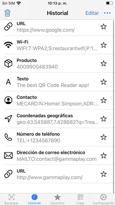 Lector códigos QR y barras +