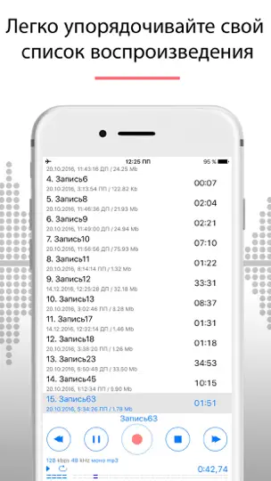 Скриншот Диктофон - Для Записи Звука на iPhone 3