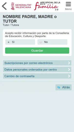 Captura de pantalla de GVA Web Familia 2.0 en iPhone 4