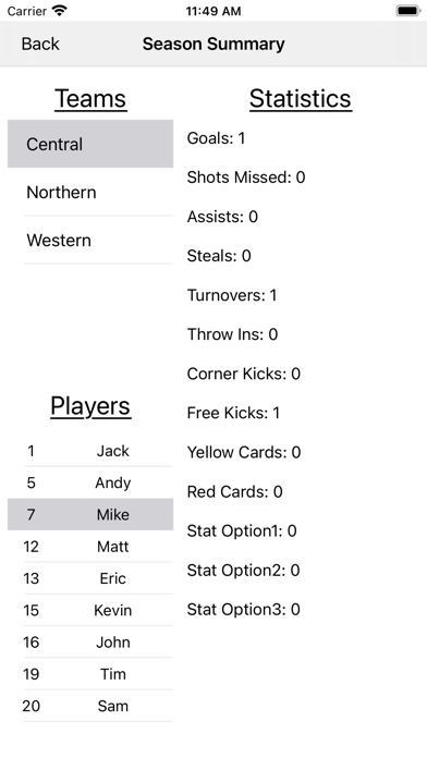 Soccer Statistic Screenshot