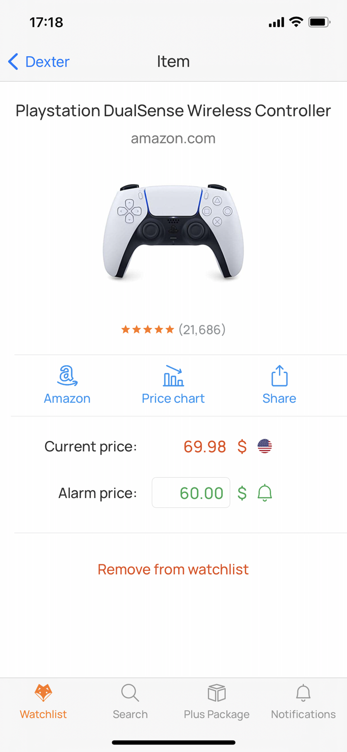 Dexter Price Alert for Amazon