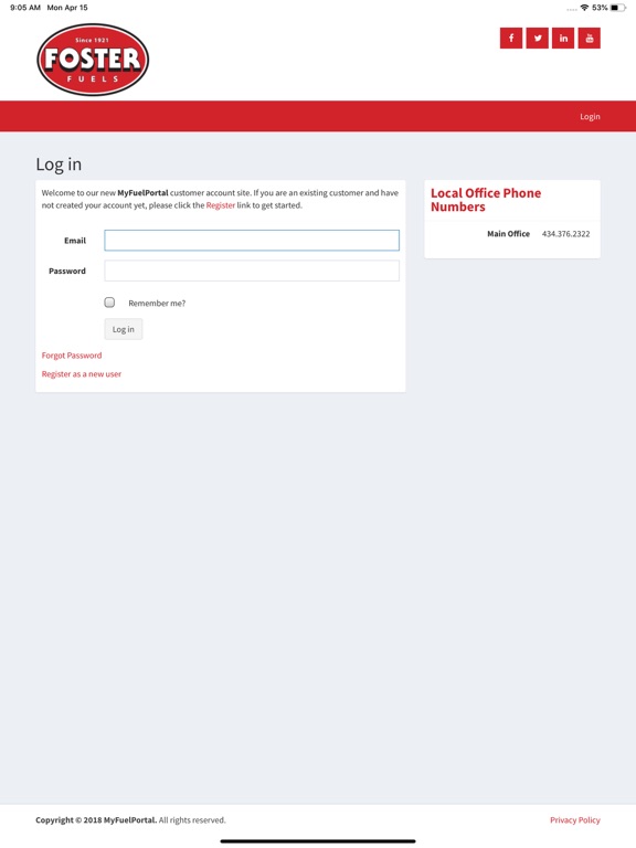 Foster Fuels iPad screenshot 1 - Business app