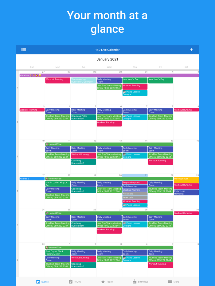 149 Live Calendar and ToDo list