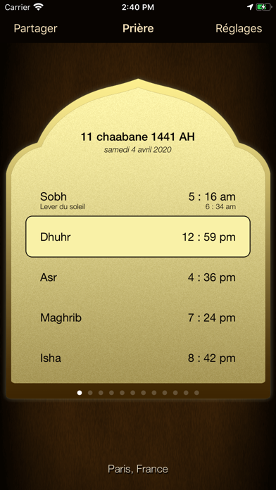 Screenshot #1 pour iSalam: Horaires des prières