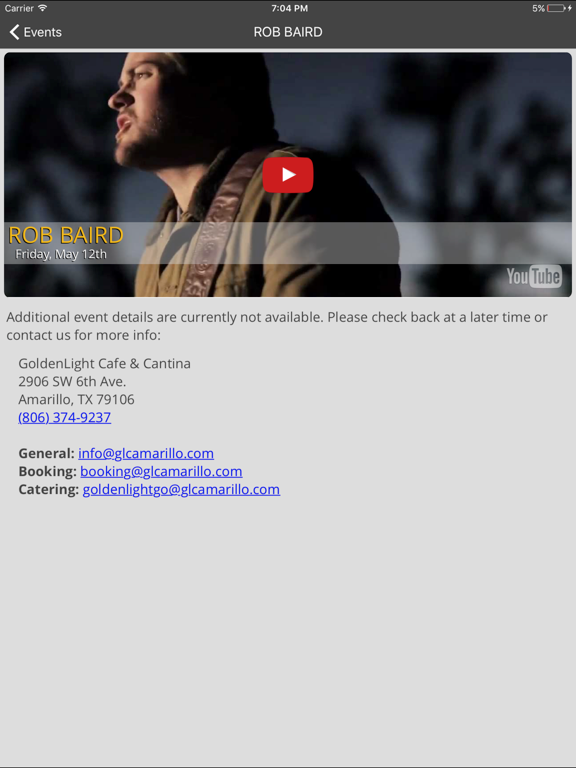 GoldenLight Cafe & Cantina iPad screenshot 2 - Music app