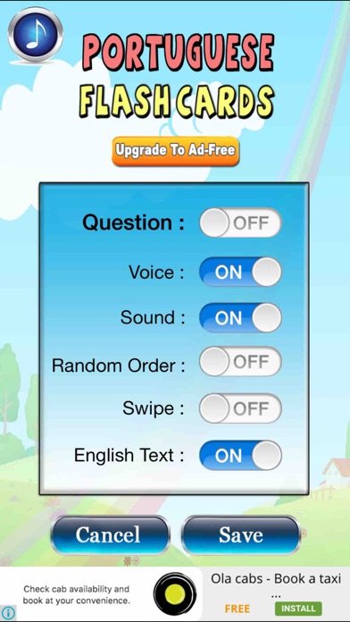 Learn Portuguese Cards Screenshot