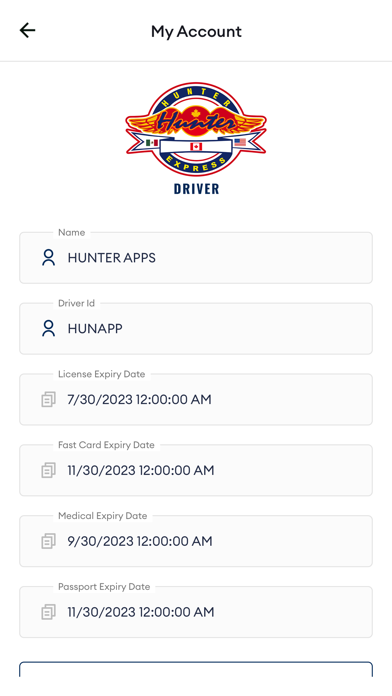 Hunter Driver App Screenshot
