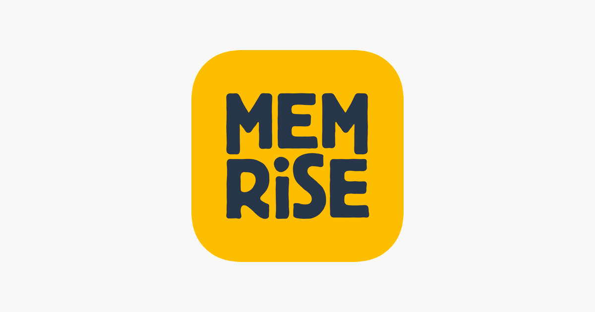  A yellow app icon with the text Memrise in blue.