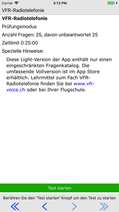Questions VFR Radiotelephony Screenshot