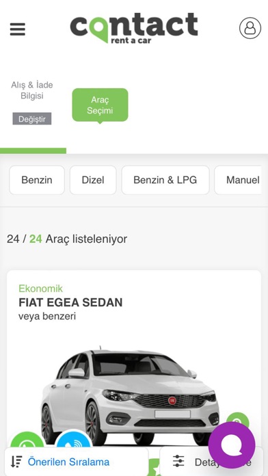 Contact Rent A Car Screenshot