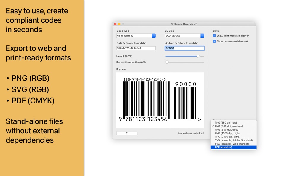 #1. Softmatic Barcode V5 (macOS) Podle: Softmatic GmbH